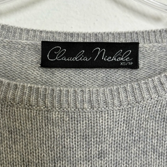 CLAUDIA NICHOLE Preppy Minimalist Striped Cashmere Cotton Crewneck Sweater XS - Picture 9 of 16